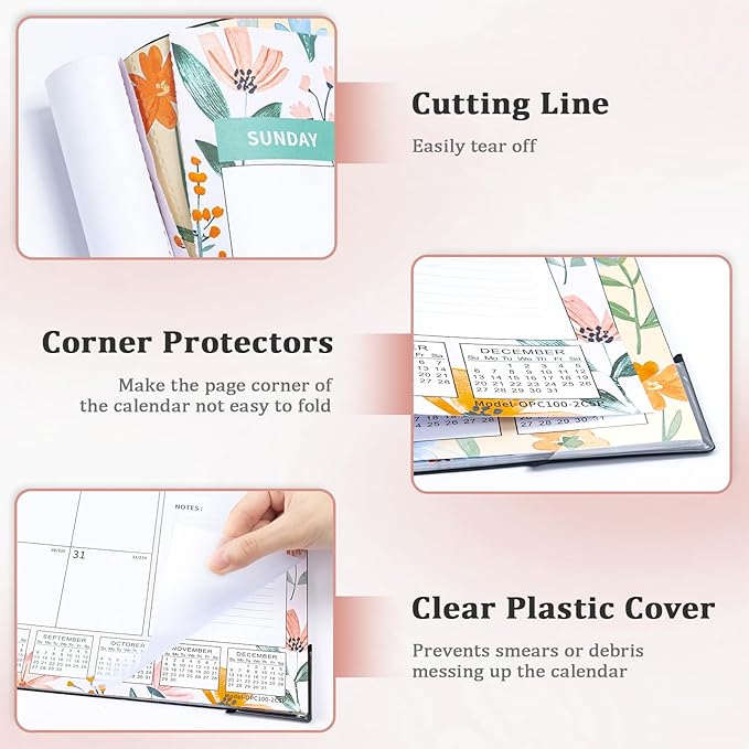 Ospelelf Desk Calendar 2026-2027 Large 22"x17" Monthly Family Office Planner Pad with Protective Cover 18 Months January 2026 - June 2027 Ditsy Floral