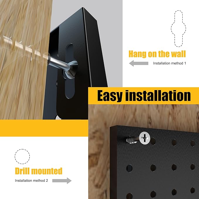 Spampur Peg Board, 8 Pack Metal Pegboard Panels Black Pegboards Wall Organizer, Peg Board for Walls Home, Garage Tool Storage, Office Organization, Kitchen, Craft Room