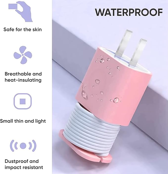 2 in 1 Silicone Charger Protector with Cord Wrap, iPhone Silicone Power Adapter Case, Snapback Charger Winder, Compatible with 18W/20W (2P-BP)