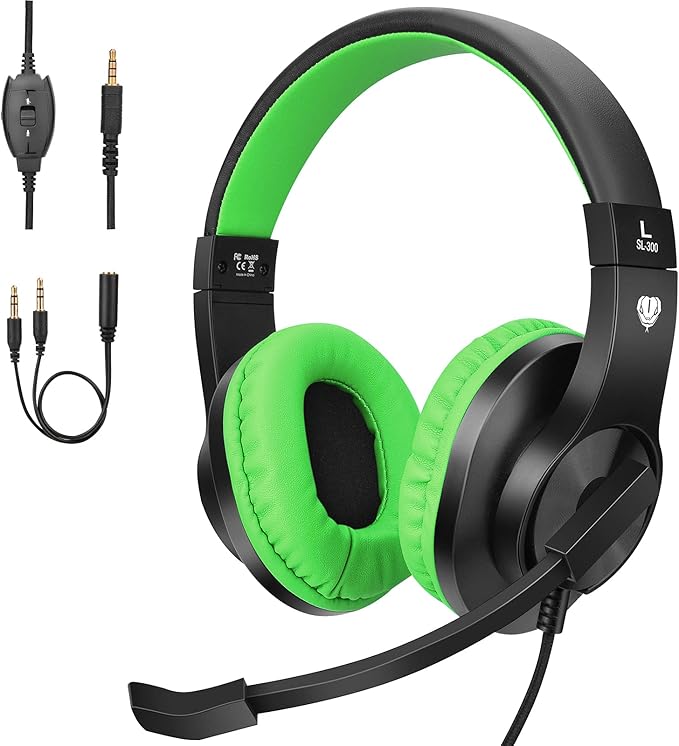 BlueFire Kids Headphones for Online School, Children, Teens, Boys, Girls, 3.5mm Stereo Over-Ear Gaming Headphone with Microphone and Volume Control for PS4, PS5, New Xbox One