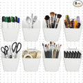 8 Pack Large Pegboard Bins with Hooks, Square Box Shape Peg Board Cups and Peg Board Accessories for Craft Room, Playroom, Office, Garage, and Wall Mount Organization (White)