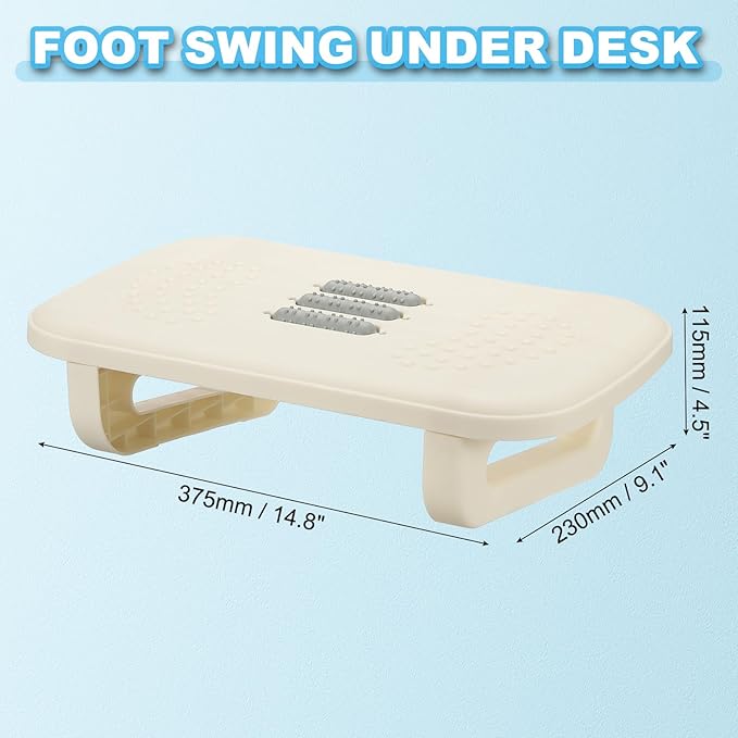 PATIKIL Foot Rest Non-Swingable Stools Leg Rest Footrest for Under Desk at Work Under Office Desk Chair Computer Gaming Promote Leg Circulation, White/Gray
