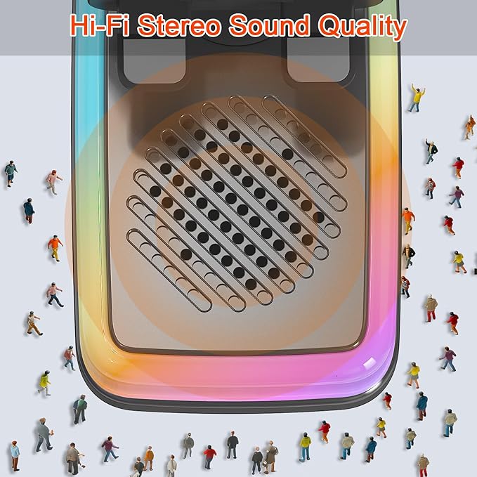 Wireless Induction Speaker with 180° Flexible Phone Stand, Bluetooth 5.3 Speaker for Desk with 3000mAh Emergency Power Bank, 5 in 1 Phone Speaker Amplifier with RGB Light, Gift for Men Women (Black)