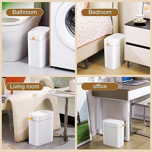 MOPALL Automatic Motion Sensor Bathroom Trash Can with Lid, 3.5 Gallon Touchless Garbage Can, IPX5 Waterproof Smart Small Waste Basket for Bedroom Kitchen Office