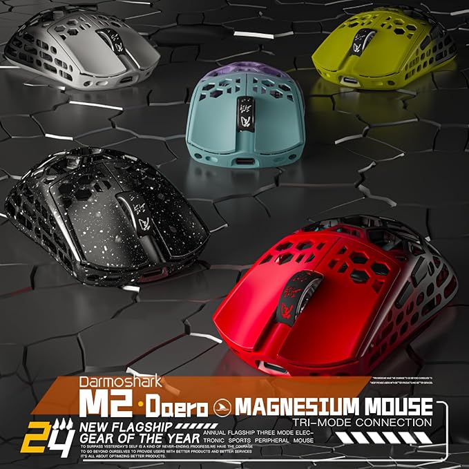 Darmoshark M2 Wireless Gaming Mouse,Tri-Mode 4K/USB-C/Bluetooth Mouse Up to 26000DPI,PAW3395 Optical Sensor Lightweight 42g,5 programmable Button 500MAh Battery Life,Computer Mouse for Laptop,PC(P)