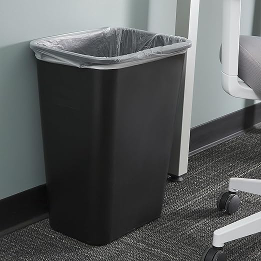 COASTWIDE Professional Indoor Trash Can Without Lid, Black Soft Molded Plastic, 10.25 Gallon