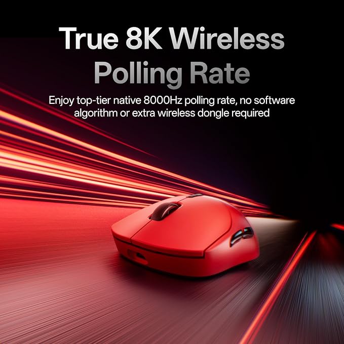 Rapoo VT2 Wireless Gaming Mouse, True 8K Wireless Polling Rate, 53g Lightweight, Up to 750 Hr Battery, Nordic nRF54L15 MCU, 100-Million Mechanical Switch, 10 Programmable Buttons, Macro Enabled