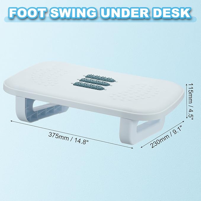 PATIKIL Foot Rest Non-Swingable Stools Leg Rest Footrest for Under Desk at Work Under Office Desk Chair Computer Gaming Promote Leg Circulation, Light Blue/Dark Blue