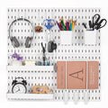 VEVOR Pegboard Combination Kit, 11" x 11" Plastic Pegboard, 4 Panels, Peg Board Wall Organizer Kit with Accessories, for Garage Tool Storage Kitchen Living Room Craft Room Office Bathroom Home, White