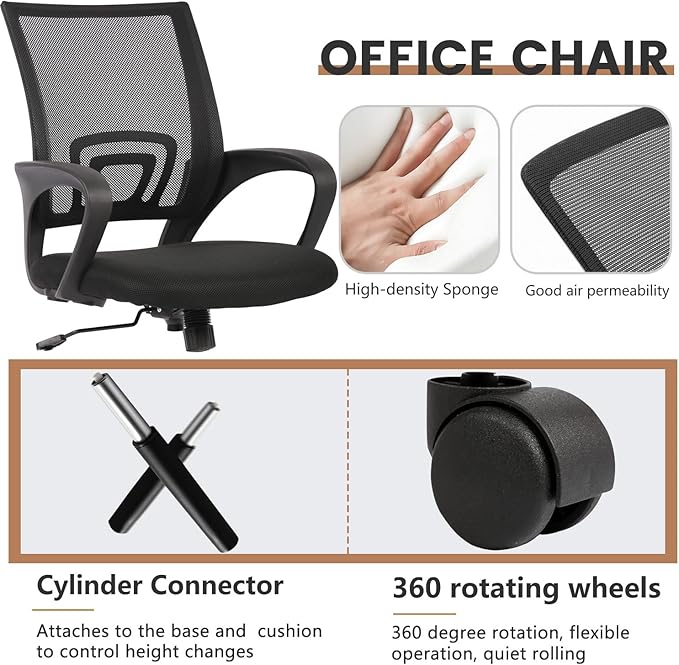 PayLessHere 32 Inch Home Office Desk and Chair Set,32 Inch Computer Desk with Ergonomic Height Adjustable Office Chair for Home Office,Pink&Black