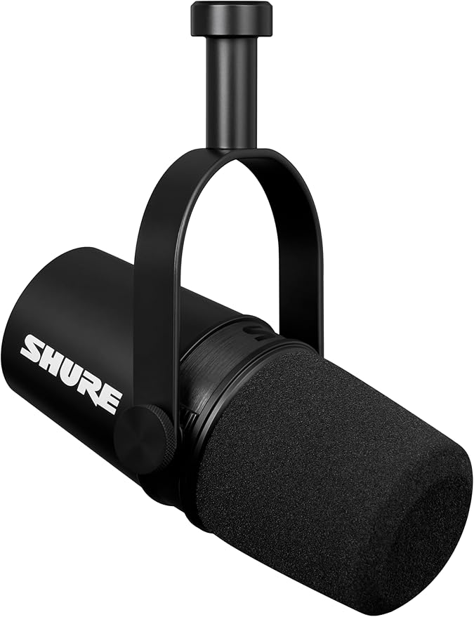 Shure MV7X XLR Dynamic Microphone – Voice-Isolating Cardioid Mic for Podcasting, Vocal Recording & Broadcasting, All-Metal, Black
