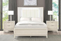 GOWE Antique White 3pc Bedroom Set Queen Size Bed 2X Nightstands LED Headboard Bedroom Furniture Transitional Style Antique White Color Fabric, Foam, Solid Wood, Birch Veneer