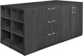 Regency Legacy Stand Up Storage Cabinet/ 3 Lateral File Quad with Bookcase End- Ash Grey