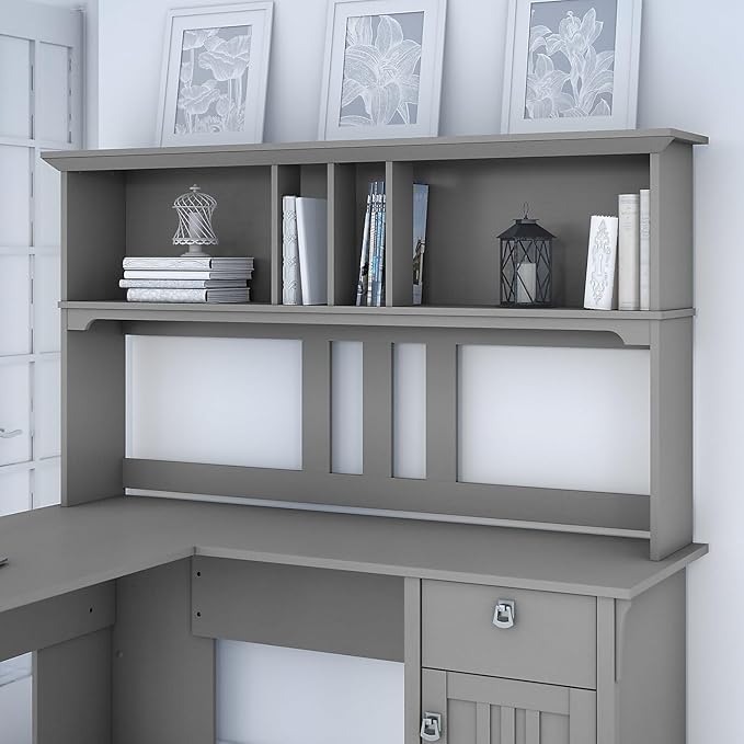 Bush Home Salinas 60W Hutch for L Shaped Desk in Cape Cod Gray