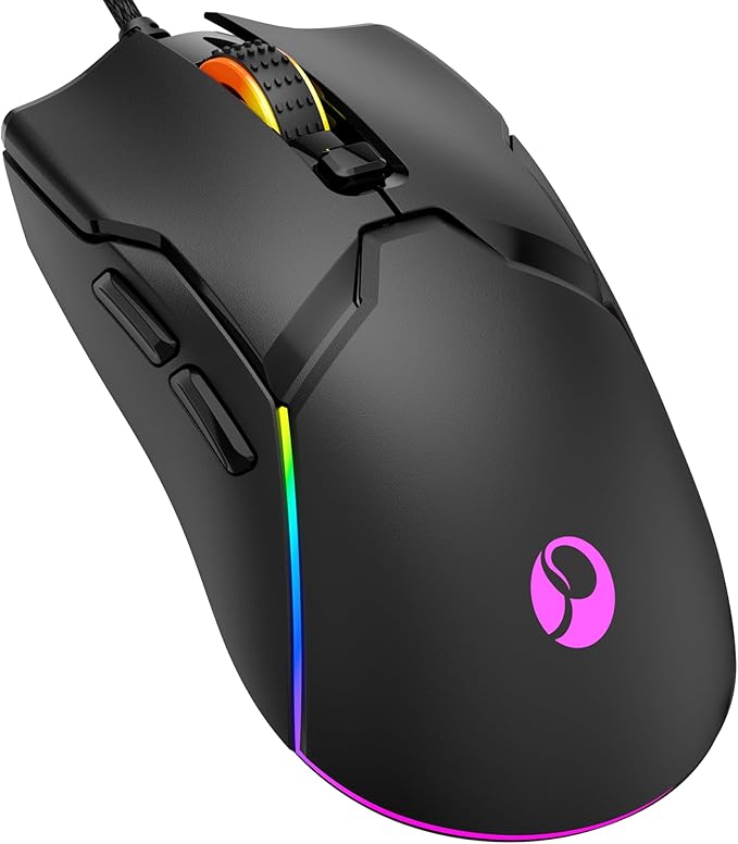 Wired Ergonomic Mouse,Gaming Mouse All Keys are editable, 12 Backlit Modes,8000 DPI Wired Optical Mouse,Software Supports DIY Keybinds Button for Gamer Bigger and Office