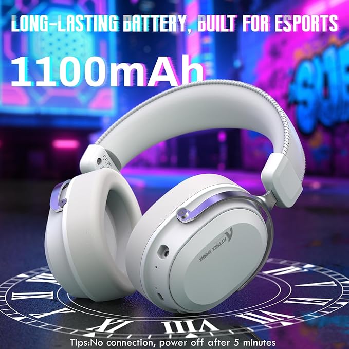 ATTACK SHARK L30Pro Wireless Gaming Headset with 2.4Ghz/BT/Wired, Long Battery Life with Detachable Microphone 7.1 Surround Sound Ultra-Low Latency for PC/PS5/Xbox/Switch/Mobile Silver