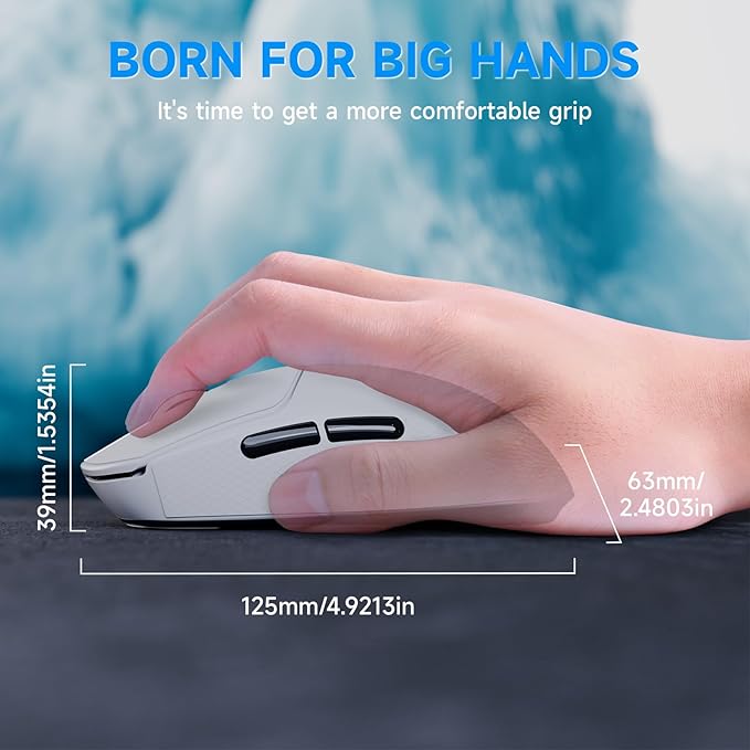 ATTACK SHARK X8Plus 55g Superlight Wireless Gaming Mouse with 40K DPI,PAW 3395PRO Sensor, Broadcom BK52820 Chip,HUANO Switch,Web Driver,Tri-Mode Fit Large Hand Mice with RGB Cable -White&Sticker