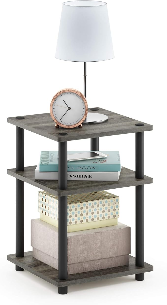 Furinno Wire 4-Tier Industrial Style Metal Frame Bookcase, Display Shelf, 24 Wide, Walnut Cove