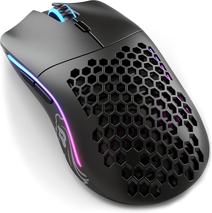 Glorious Gaming Model O Wireless Gaming Mouse - Superlight, 69g Honeycomb Design, RGB, Ambidextrous, Lag Free 2.4GHz Wireless, Up to 71 Hours Battery - Matte Black (Renewed)