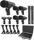 XTUGA 7-Piece Drum Microphone Kit,Wired Dynamic Drum Mic Kit - Metal Kick Bass Drum,Tom/Snare & Cymbals Microphone with Thread Clip-On for Stage Performances and Studio Recording(MI7)