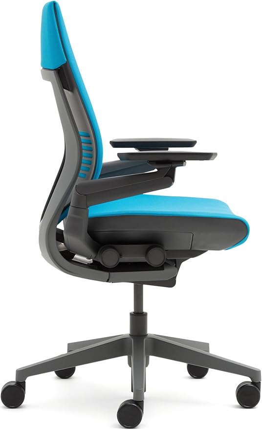 Steelcase Gesture Office Chair - Cogent: Connect Coconut Fabric, Low Seat Height, Wrapped Back, Dark on Dark Frame, Lumbar Support