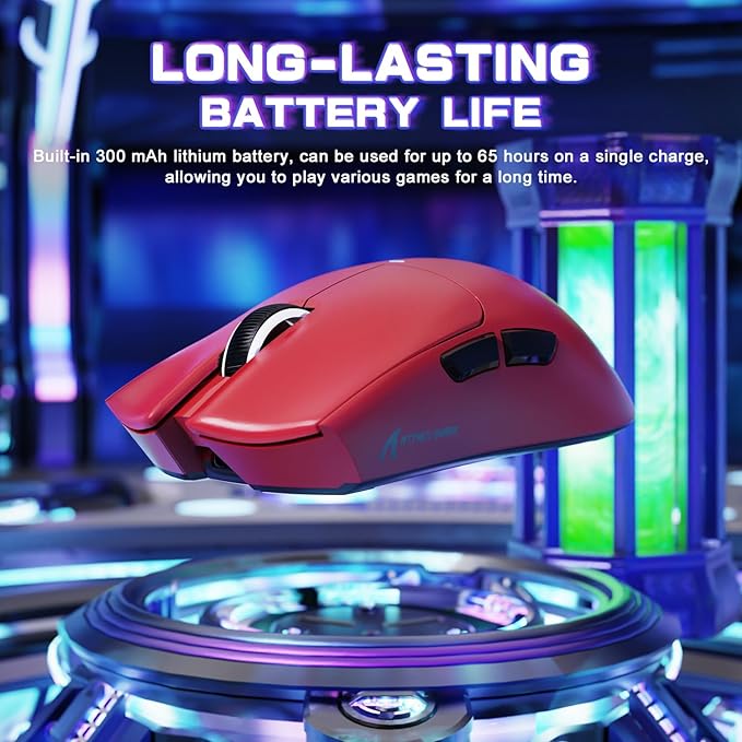 ATTACK SHARK X11SE Ultra-Light Wireless Gaming Mouse,Tri-Modes BT5.2/Type-C Wired/2.4G,PixArt PAW3311 Gaming Sensor,22KDPI,5 Programmable Buttons for Laptop,PC,Mac Gamer(Red)