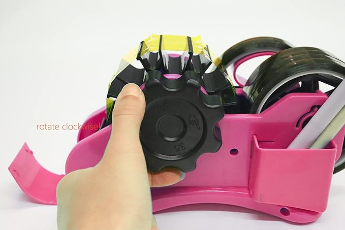 Enskatec Heat Tape Dispenser Sublimation with Compartment Slots, Semi-Automatic, Multiple Roll Cut 1" & 3" Core Double Reel Cores Sublimation for Heat Transfer Tape, Pink