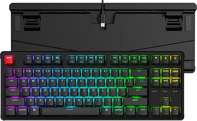 Keychron C3 Pro QMK/VIA Custom Mechanical Keyboard, 8000 Polling Rate Hot Swappable Programmable 87 Keys Compact TKL Layout Gasket Mount, RGB Backlight Wired Gaming Keyboard with Super Banana Switches