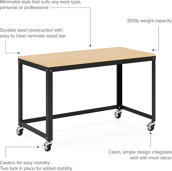 Hirsh Industries Space Solutions Home Office Metal Desk and Storage Set - Black/Maple