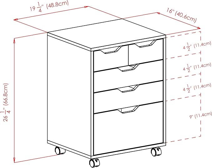 Winsome Halifax Mobile Storage Cabinet with Drawers, Stylish & Functional Home Storage Cabinet for Filing, Kitchen Organization, Moveable Furniture for Office, Dorms, Apartments