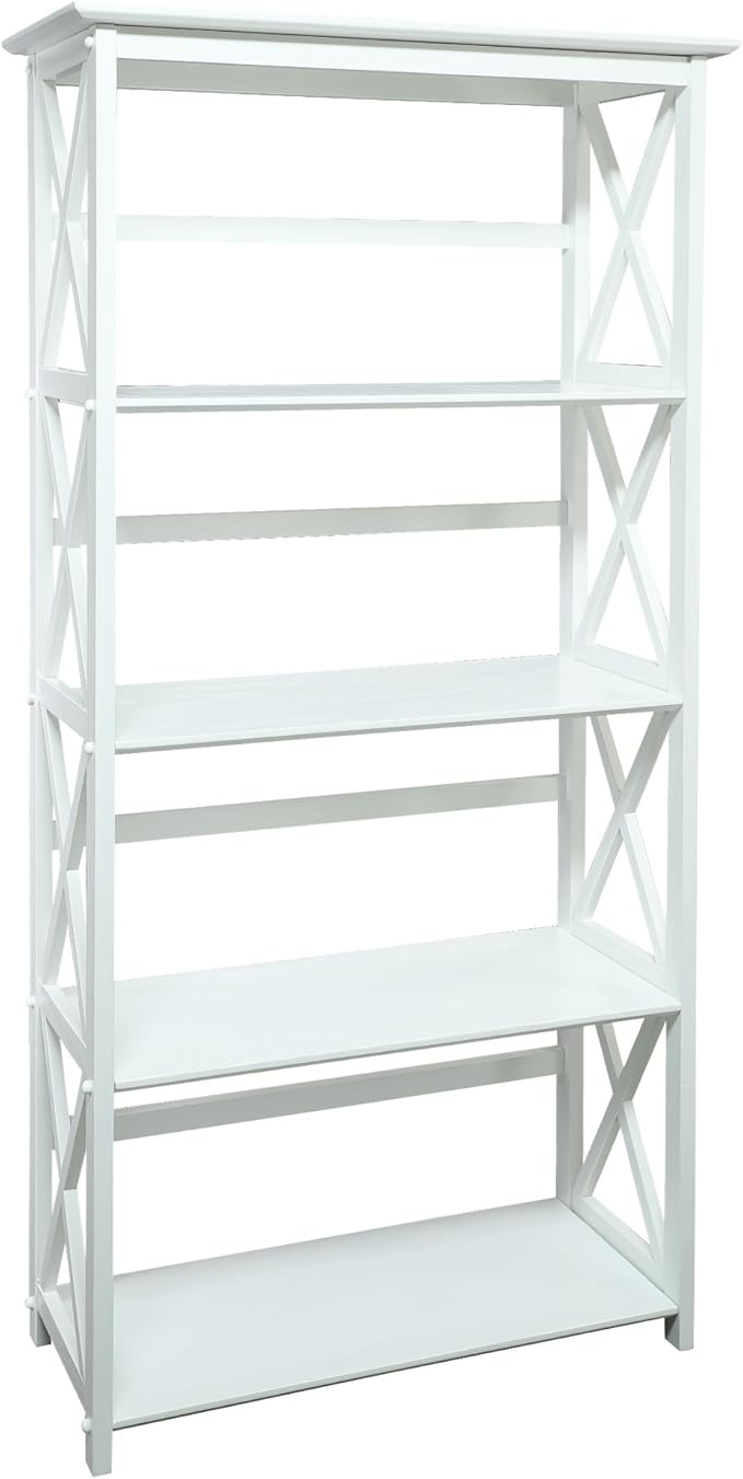 Casual Home Montego Bookcase, 5-Shelf, White,324-51
