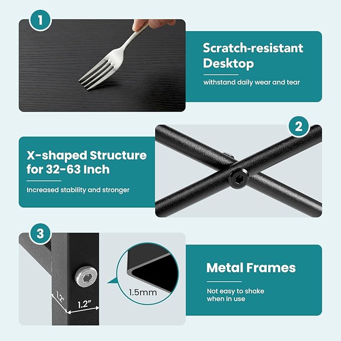 OLIXIS Small Computer Desk for Home Office, 32 Inch Writing Desk for Small Spaces, Study Table with X-Shaped Reinforcement, Sturdy Bedroom Table with Scratch-Resistant Tabletop & Metal Frame, Black