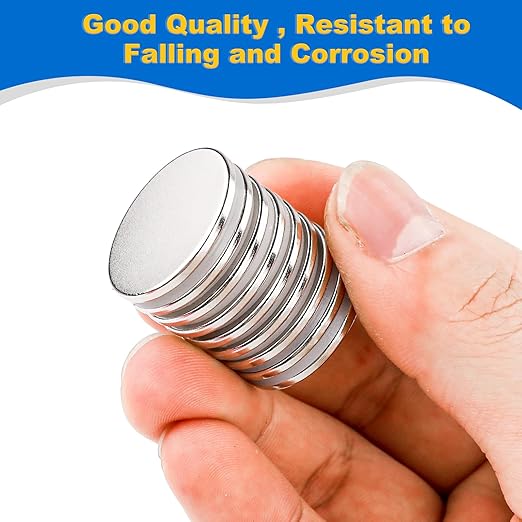 LOVIMAG Super Strong Magnets with Double-Sided Adhesive, Powerful Rare Earth Magnets, 9Pack Disc Fridge Magnet for Craft, DIY, Cabinet, Office, Refrigerator - 0.98 inch x 0.08 inch