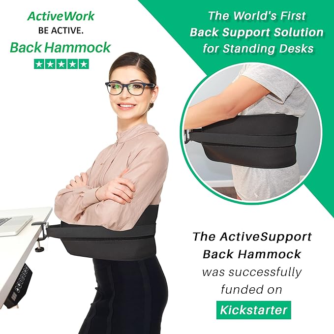 Back Hammock System – Lumbar Support Belt for Standing Desk Users- Ergonomic, Comfort, Lower Back Pain Relief, Anti-Fatigue - Home Office Accessories
