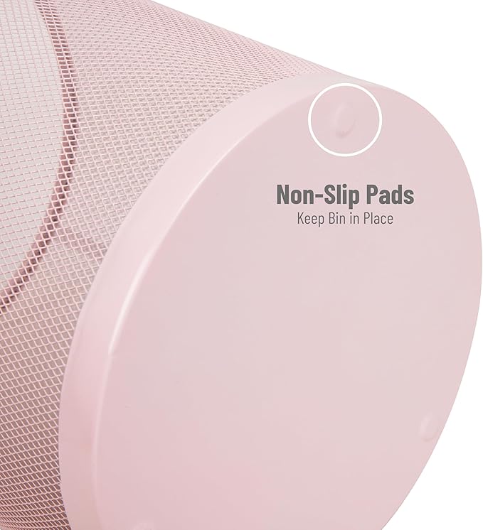Mind Reader Mesh Trash Can, 16.65L (4.4 gal), Waste Paper Basket, Round, Office, Metal Mesh, Pink