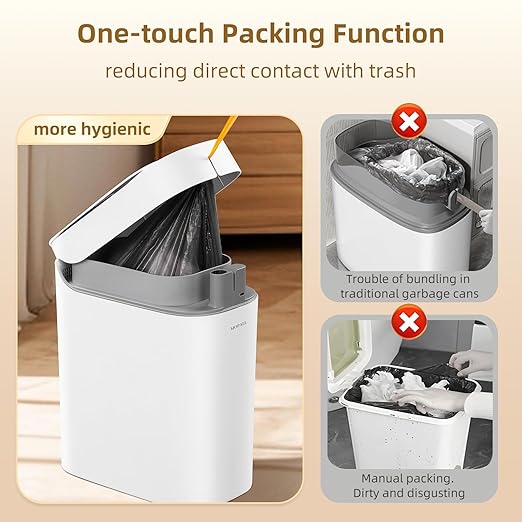 MOPALL Automatic Motion Sensor Bathroom Trash Can with Lid, 3.5 Gallon Touchless Garbage Can, IPX5 Waterproof Smart Small Waste Basket for Bedroom Kitchen Office