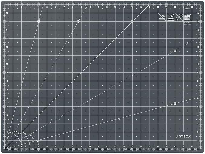 Arteza Rotary Cutting Mat, 18 x 24 Inches, Self-Healing, with Grid Lines and Non Slip Surface, for Fabric, Paper, and Vinyl, Durable and Flexible, Art Supplies for Crafts, Quilting, and Sewing