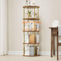 ALLSTAND Rotating Bookshelf, 4 Tier Spinning Bookshelf Tower, 360° Display Unique Round Bookcase, Floor Standing Corner Revolving Bookshelf Storage Organizer for Small Spaces, Home Study Office, Gold