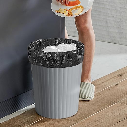 Small Platic 2 Gallon Trash Can - Compact Wastebin for Bathroom, Kitchen, Office, Home Use - Grey