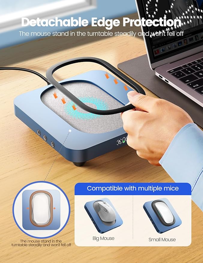 EAXBUX Undetectable Mouse jiggler,Mouse Mover Wiggler Shaker Device with Enlarged Turntable Adjustable Interval,LED Display Moves Randomly,for Gift Keeps PC/Laptap Active to Improve Office Efficiency