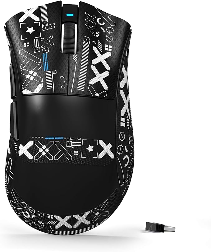 ATTACK SHARK V3 Ultra-Light Wireless Gaming Mouse,PAW3311 Sensor, 500mAh, 62g, 25KDPI 2.4G/BT/USB-C Rechargeable Wireless Mouse with 5 Programmable Buttons for Laptop,PC,Mac Gamer (Black Griptap)