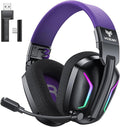 WESEARY Wireless Gaming Headset for PC, Laptop, Mac & Switch, Dual Low-Latency 2.4GHz USB/Type-C, Bluetooth Gaming Headphones with ENC Mic for Cube Accessories, 3D Stereo,Colorful Light, 50H Power