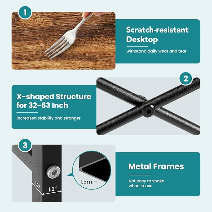 OLIXIS Small Computer Desk, 32 Inch Home Office Writing Desk for Small Spaces, Study Table with X-Shaped Reinforcement, Sturdy Bedroom Table with Scratch-Resistant Tabletop & Metal Frame, Rust