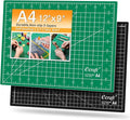 Ecraft Self Healing Sewing Mat 9x12 Inch, Double Sided 5-Ply Fabric Rotary Cutting Mat for Quilting, Sewing & Craft Projects - Gridded Board, Green/Black