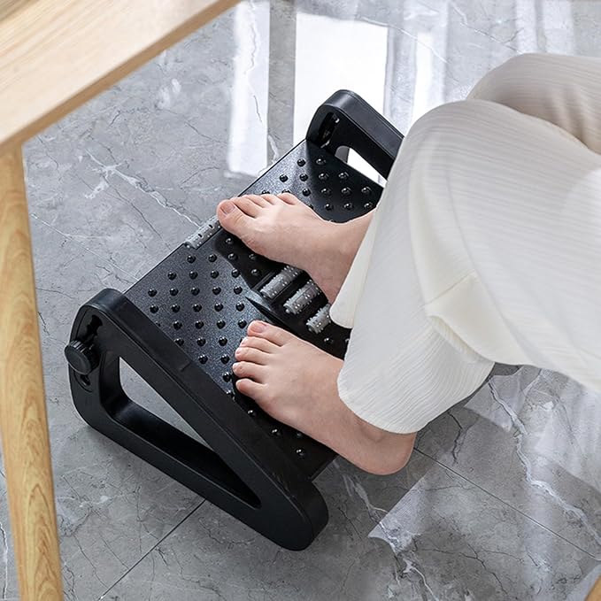 Adjustable Height Foot Rest with Massage Surface for Under Desk, 6 Height Adjustable Foot Stool for Desk at Work for Home, Office
