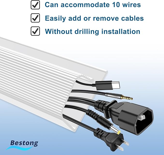Cable Management Under Desk J Channel - Neat and Easy Cord Organization Solution
