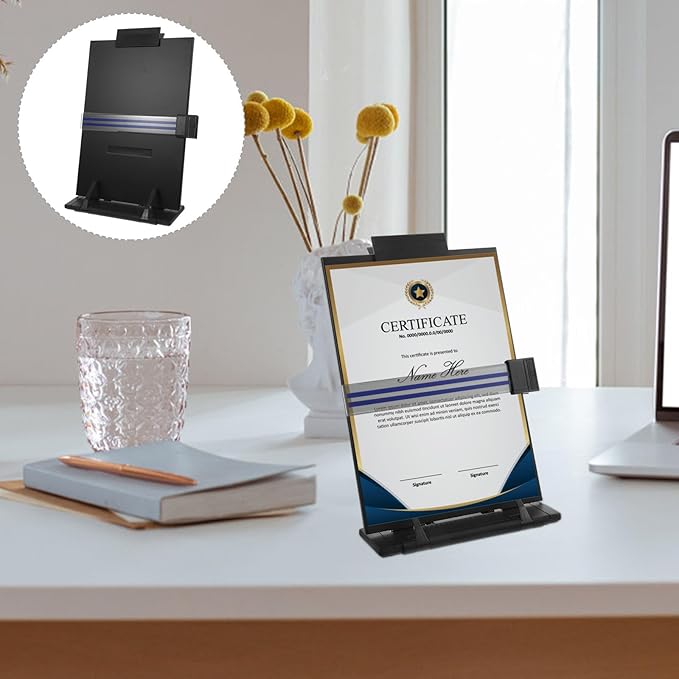 Adjustable Desktop Reading Stand and Copyholder for Students, Portable Document Holder with Multi-Angle Positions, Paper and Book Rack for Office and Study Use