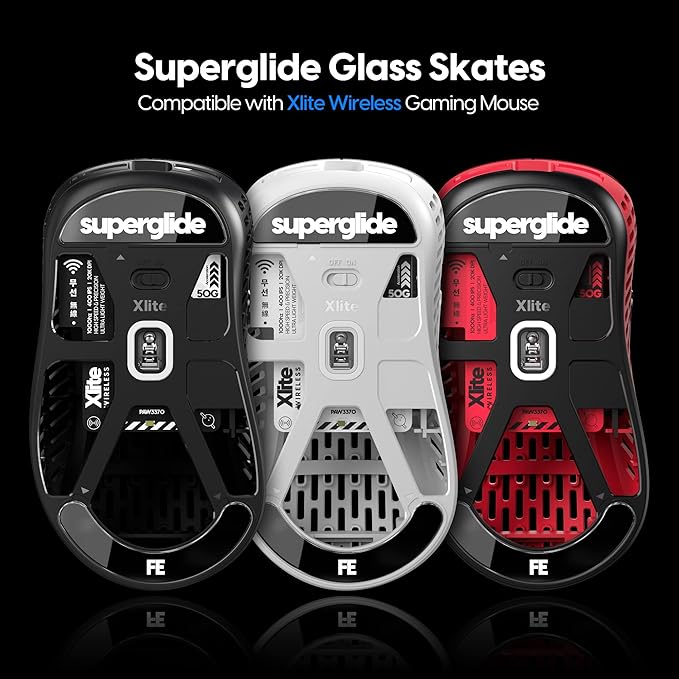 Superglide - Fastest and Smoothest Mouse Feet/Skates Made with Ultra Strong Flawless Glass Super Fast Smooth and Durable Sole for Pulsar Xlite Wireless / v2 & v2 Mini Wireless Gaming Mouse (Black)