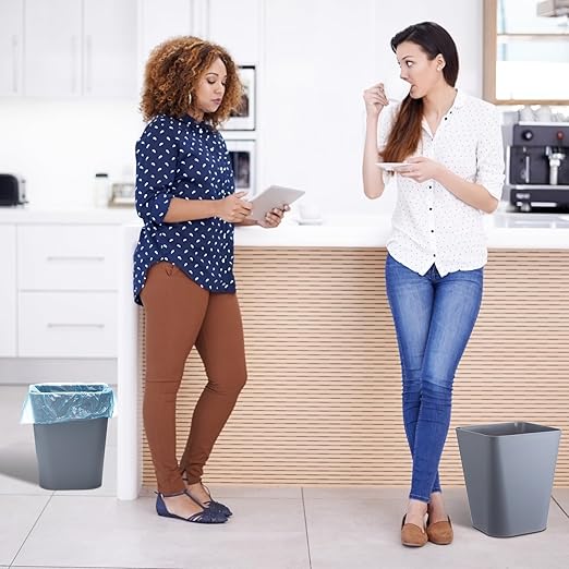 Amyhill 10 Pcs Small Trash Can 2 Gallon Plastic Garbage Can Small Waste Basket for Bathroom Office Living Room Kitchen Bedroom Home Under Desk (Grey)