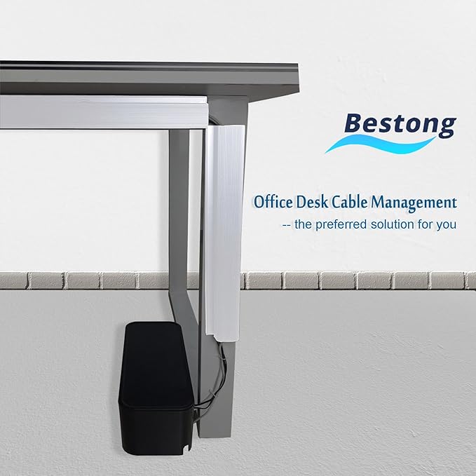 Cable Management Under Desk J Channel - Neat and Easy Cord Organization Solution